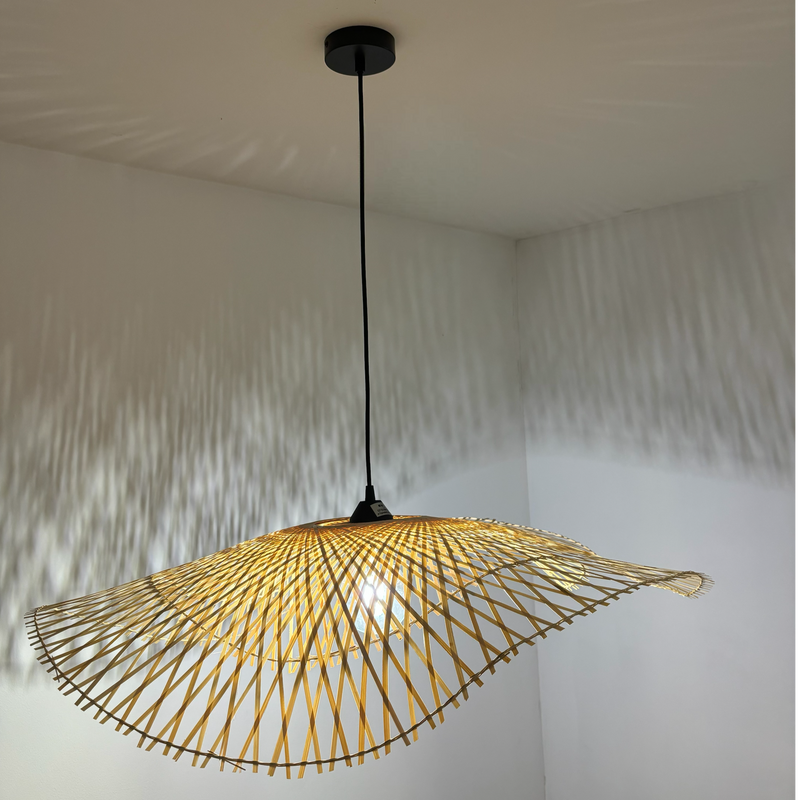 CGC TULUL Duo 80cm & 56cm Natural Bamboo Wave Easy Fit Lampshade